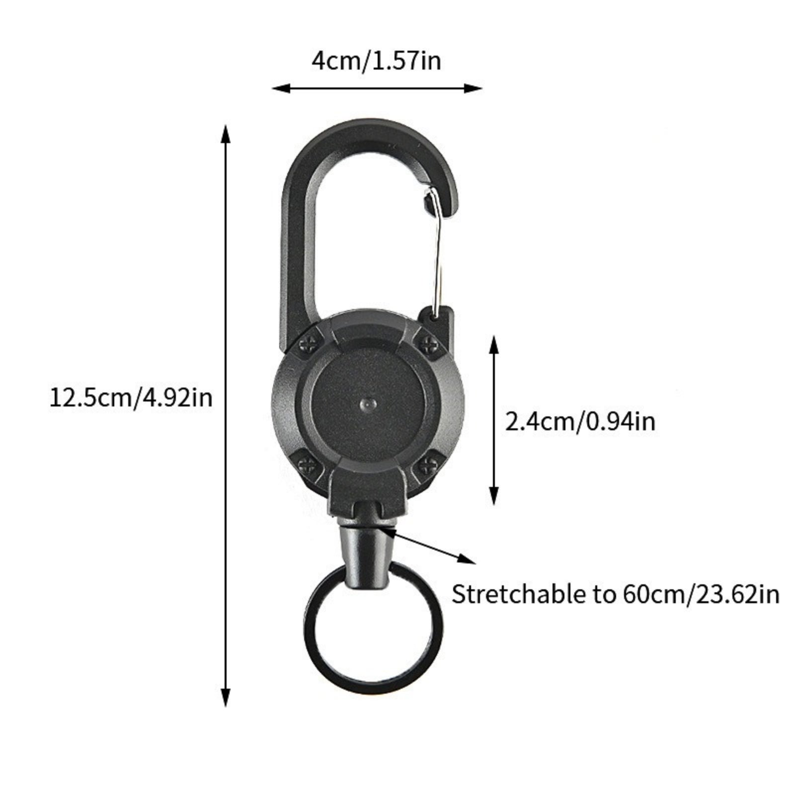 Heavy Duty Retractable Key Chain, with Steel Wire Rope, Carabiner Buckle, and Key Holder, for Outdoor and Multiple Tool