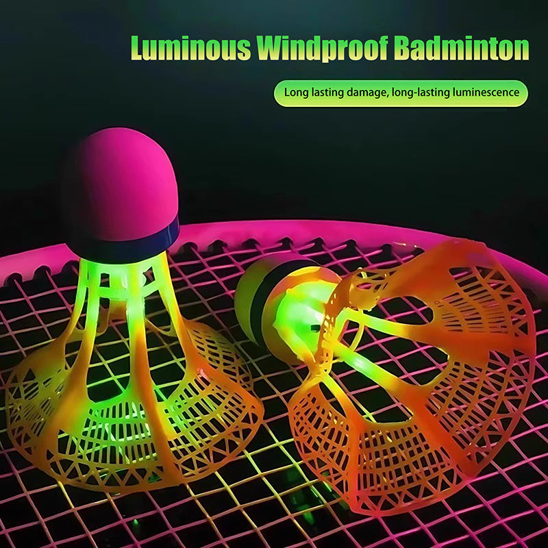 Windproof LED Night Training Balls Glow In The Dark Badminton Shuttlecocks Unbreakable Plastic Feat 5
