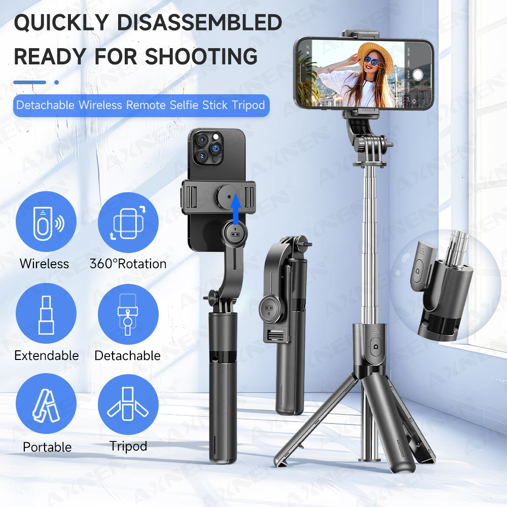 The Ultimate Selfie Stick Tripod, with Detachable Bluetooth Remote, Fill Light, 360 Rotation, and Extendable Pole