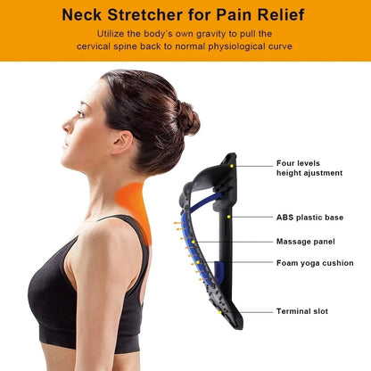 Adjustable Back Massager, Cervical Traction Device, Neck Bone Stretcher, Lower Upper Lumbar Spine Support Pillow