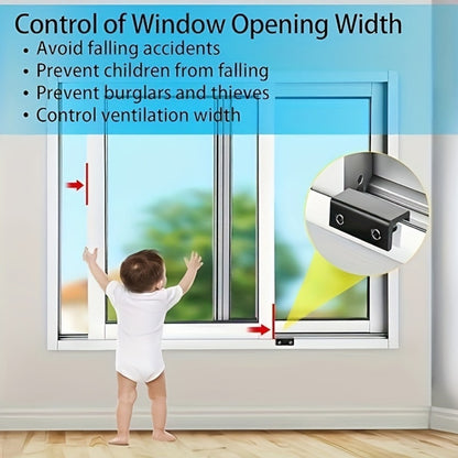 Adjustable Aluminum Window Stoppers Window Locks For Vertical Horizontal Windows NoDrill Safety Ins 2