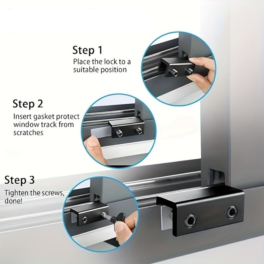 Adjustable Aluminum Window Stoppers Window Locks For Vertical Horizontal Windows NoDrill Safety Ins 4