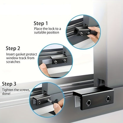 Adjustable Aluminum Window Stoppers Window Locks For Vertical Horizontal Windows NoDrill Safety Ins 4