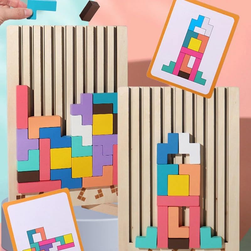 Montessori Educational Wooden Puzzle Toy Sensory Stacking Game Activity Brain Teaser Family Gatheri 1