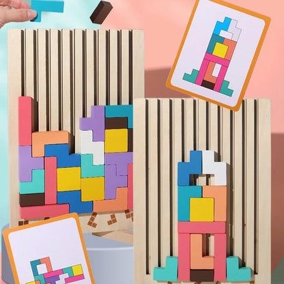 Montessori Educational Wooden Puzzle Toy Sensory Stacking Game Activity Brain Teaser Family Gatheri 1