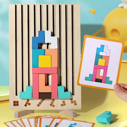 Montessori Educational Wooden Puzzle Toy Sensory Stacking Game Activity Brain Teaser Family Gatheri 2