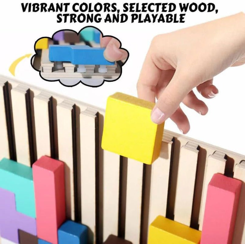 Montessori Educational Wooden Puzzle Toy Sensory Stacking Game Activity Brain Teaser Family Gatheri 3