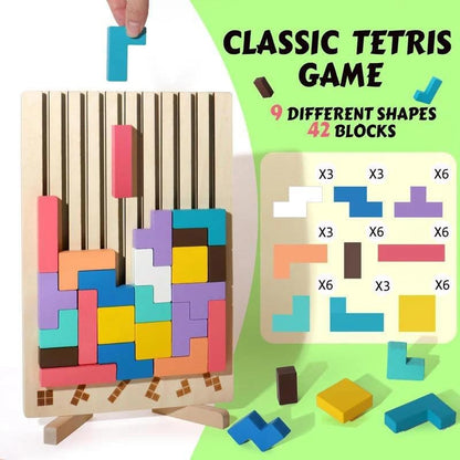 Montessori Educational Wooden Puzzle Toy Sensory Stacking Game Activity Brain Teaser Family Gatheri 4