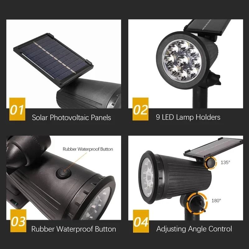 Adjustable Solar LED Spotlight For Outdoor Decor And Security 3
