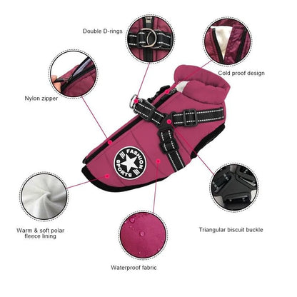 Waterproof Winter Dog Jacket With BuiltIn Harness 2