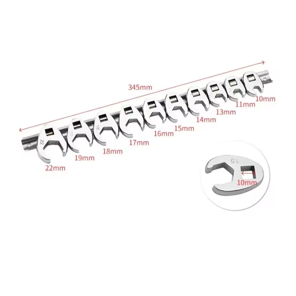 10 Piece Metric Crowfoot Wrench Set For Torque Wrench 2