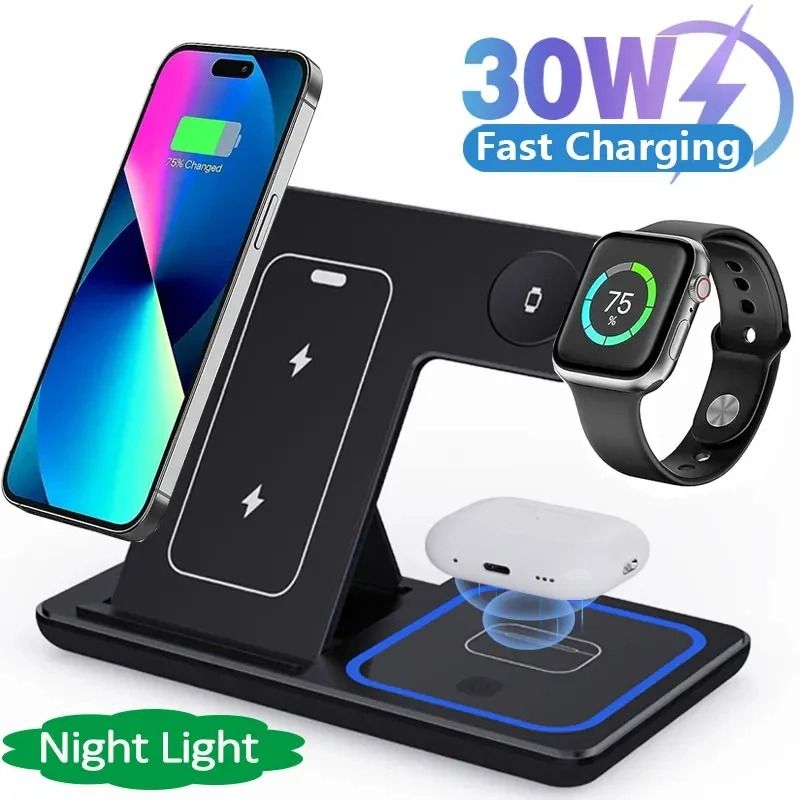 3-in-1 Foldable Fast Wireless Charging Station