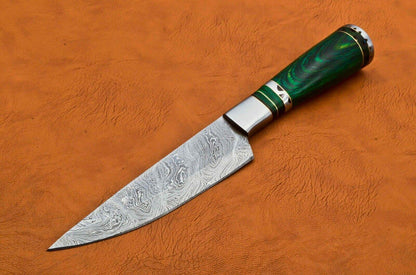 Handmade Damascus Steel Chef Knife  Forged Ladder Pattern Blade  Spanish Wood Handle 1