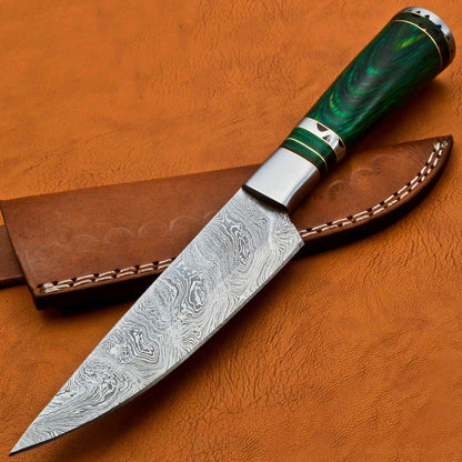 Handmade Damascus Steel Chef Knife  Forged Ladder Pattern Blade  Spanish Wood Handle 3