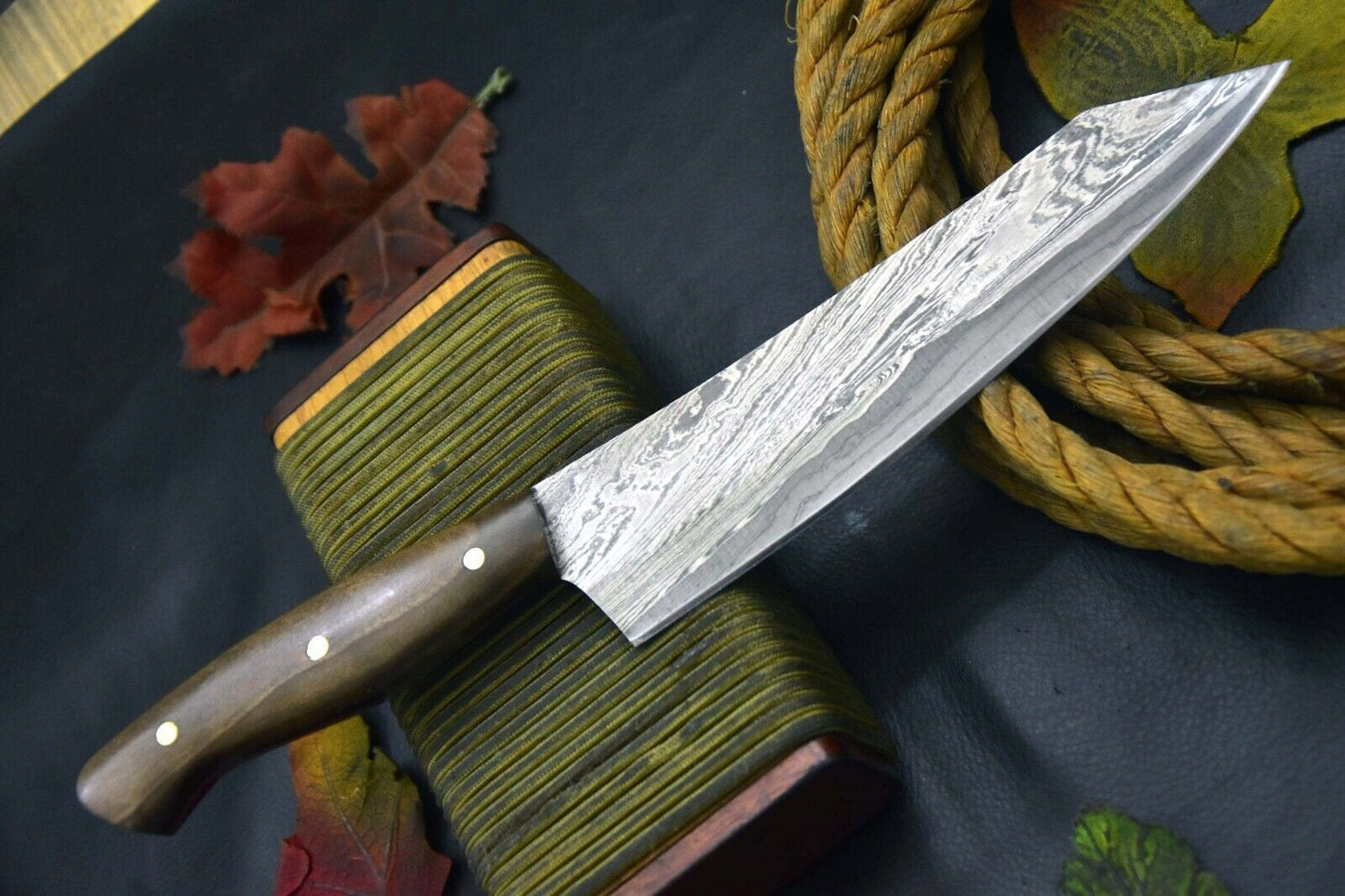 13 Handmade Damascus Steel Chef Knife  Forged Kitchen Knife With Exotic Wood Handle  Custom High Ca 2