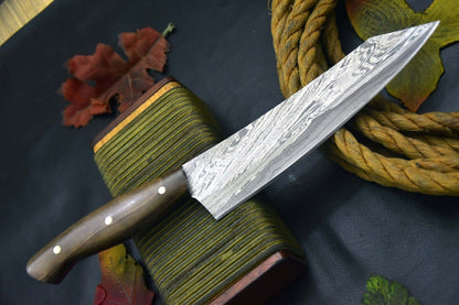 13 Handmade Damascus Steel Chef Knife  Forged Kitchen Knife With Exotic Wood Handle  Custom High Ca 2