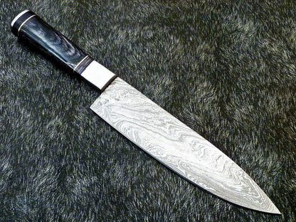 Damascus Steel Kitchen Knife  HandForged Chef Knife  Collector Gift Knife  Resin Handle 1