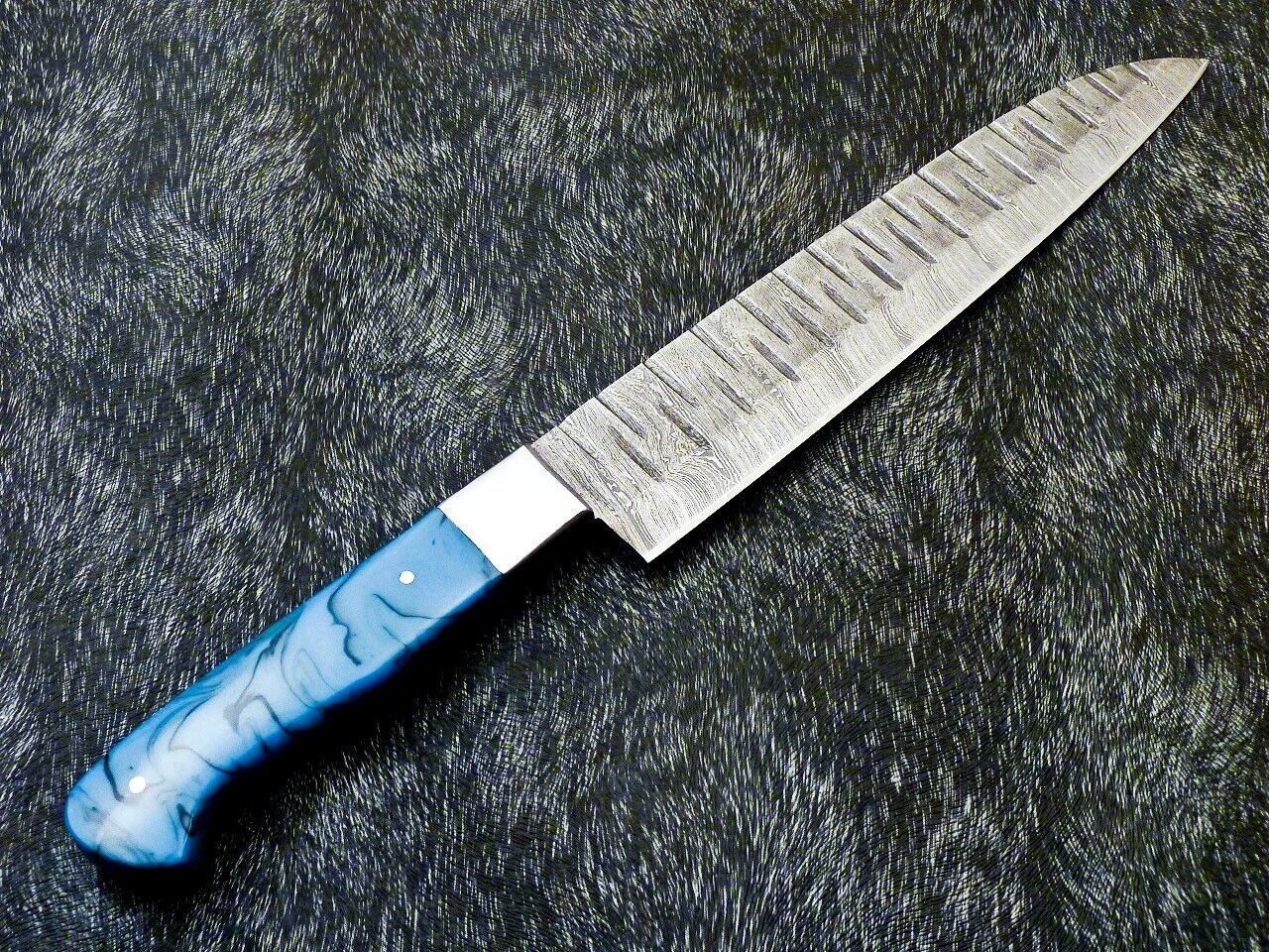 Professional Chef Damascus Knife  Custom Handmade 13 INCH Blade  Steel Bolster  Resin Handle 1