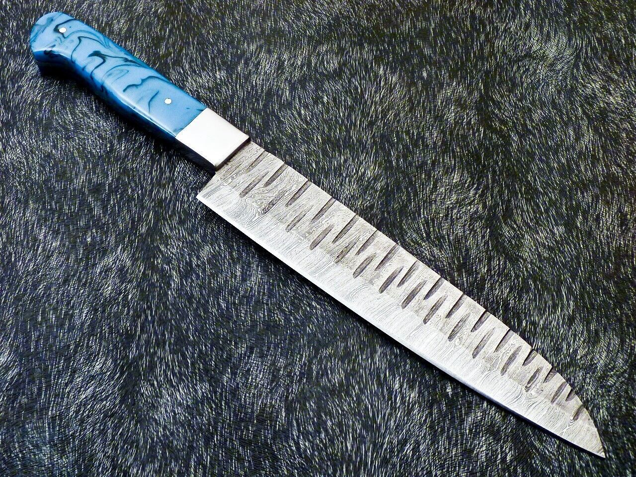 Professional Chef Damascus Knife  Custom Handmade 13 INCH Blade  Steel Bolster  Resin Handle 2