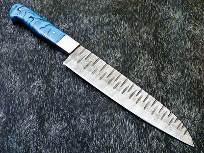 Professional Chef Damascus Knife  Custom Handmade 13 INCH Blade  Steel Bolster  Resin Handle 2