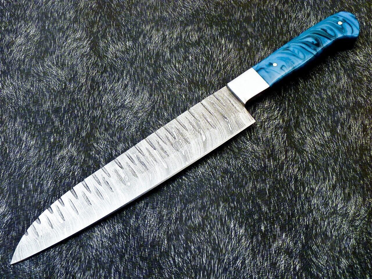 Professional Chef Damascus Knife  Custom Handmade 13 INCH Blade  Steel Bolster  Resin Handle 3