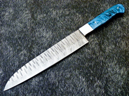 Professional Chef Damascus Knife  Custom Handmade 13 INCH Blade  Steel Bolster  Resin Handle 3
