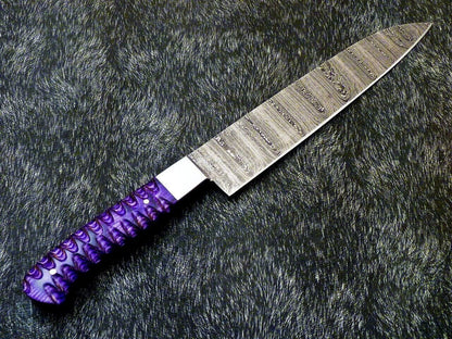 Handmade Damascus Chef Knife  Forged Kitchen Blade  Resin Handle  Chef Gift Knife 1