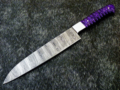 Handmade Damascus Chef Knife  Forged Kitchen Blade  Resin Handle  Chef Gift Knife 3