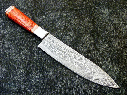 Perfect Gift For Him  Custom Forged 13 Inch Damascus Chef Knife  High Carbon Blade  Kitchen Knife 1