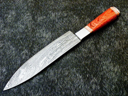 Perfect Gift For Him  Custom Forged 13 Inch Damascus Chef Knife  High Carbon Blade  Kitchen Knife 2