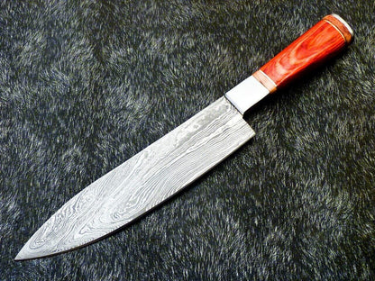 Perfect Gift For Him  Custom Forged 13 Inch Damascus Chef Knife  High Carbon Blade  Kitchen Knife 3