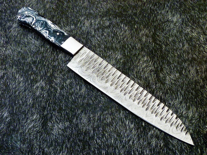 Limited Edition 13 Inch Damascus Chef Knife  Custom Forged Blade  Resin Handle  Handmade Gift 2