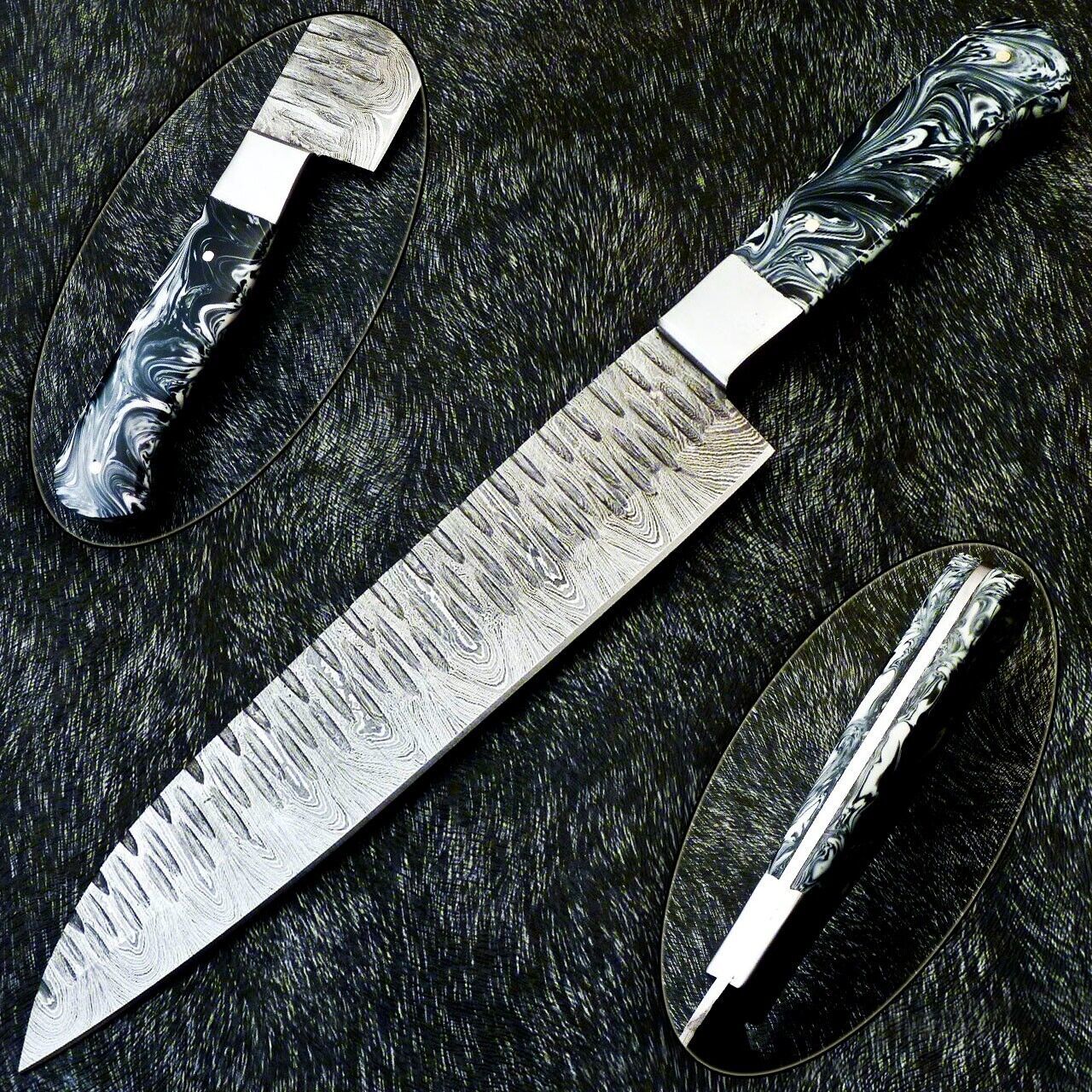 Limited Edition 13 Inch Damascus Chef Knife | Custom Forged Blade | Resin Handle | Handmade Gift