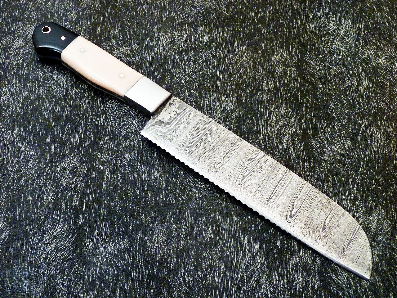 Custom Handmade Damascus Knife  13 Inch Chef Blade  Resin Handle  Unique Forged Pattern 2