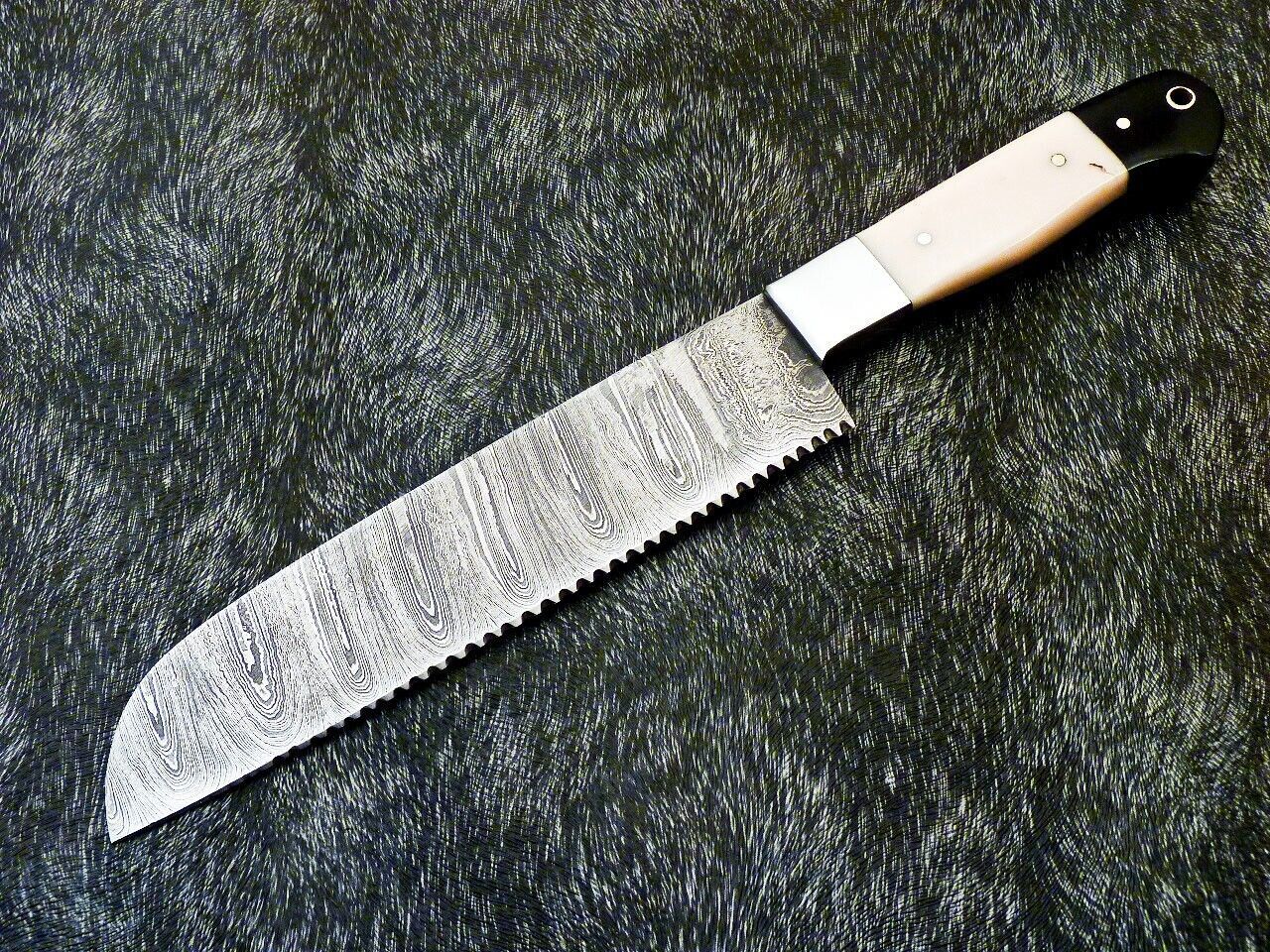 Custom Handmade Damascus Knife  13 Inch Chef Blade  Resin Handle  Unique Forged Pattern 3