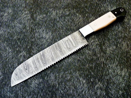 Custom Handmade Damascus Knife  13 Inch Chef Blade  Resin Handle  Unique Forged Pattern 3