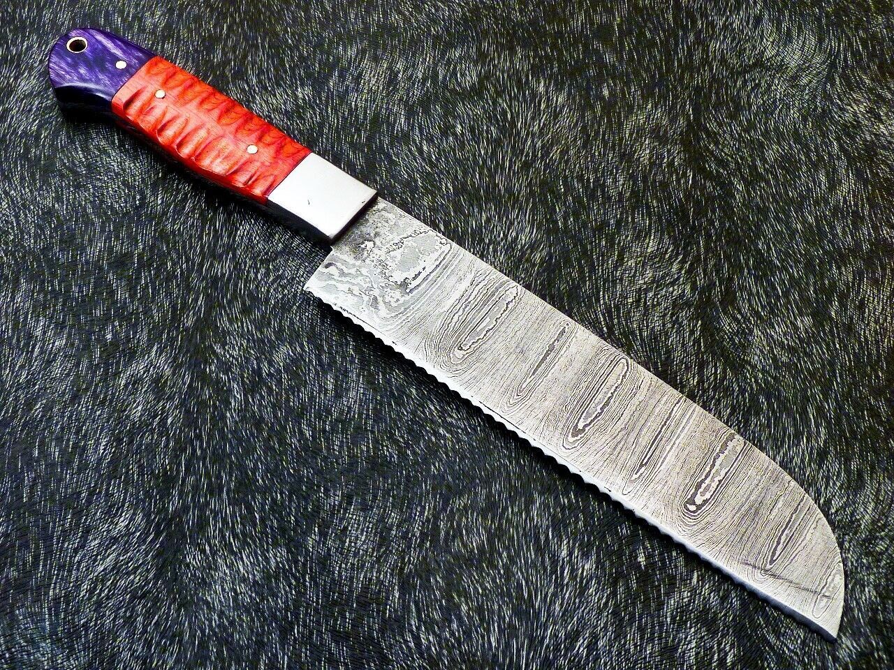 12 Custom Handmade Damascus Steel Chef Knife  Forged Kitchen Knife With Hardwood Handle 2