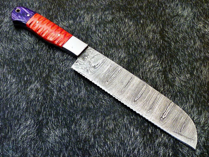 12 Custom Handmade Damascus Steel Chef Knife  Forged Kitchen Knife With Hardwood Handle 2