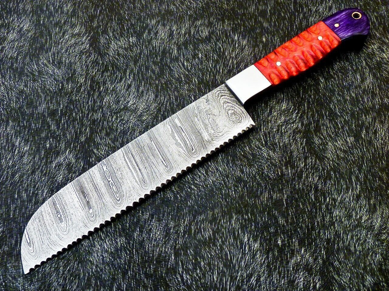 12 Custom Handmade Damascus Steel Chef Knife  Forged Kitchen Knife With Hardwood Handle 3