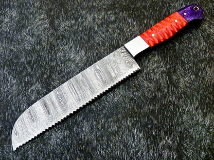 12 Custom Handmade Damascus Steel Chef Knife  Forged Kitchen Knife With Hardwood Handle 3