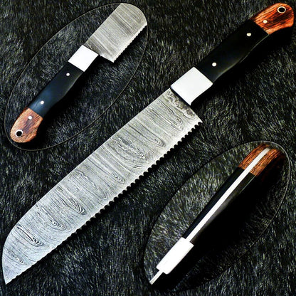 12" Custom Handmade Damascus Steel Chef Knife | Forged Kitchen Knife