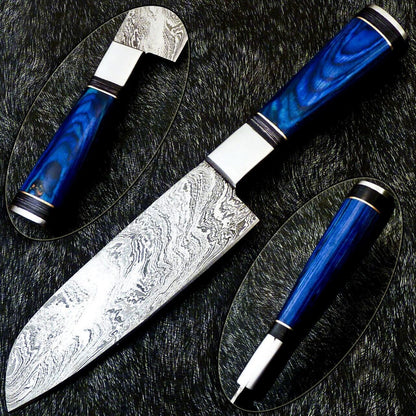 11" Custom Handmade Damascus Steel Chef Knife | Forged Kitchen Knife with Hardwood Handle
