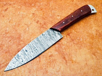 11 Handmade Damascus Steel Chef Knife  Forged Kitchen Knife With Hardwood Handle 2