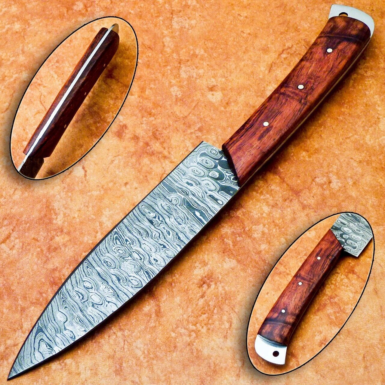 11" Handmade Damascus Steel Chef Knife | Forged Kitchen Knife with Hardwood Handle