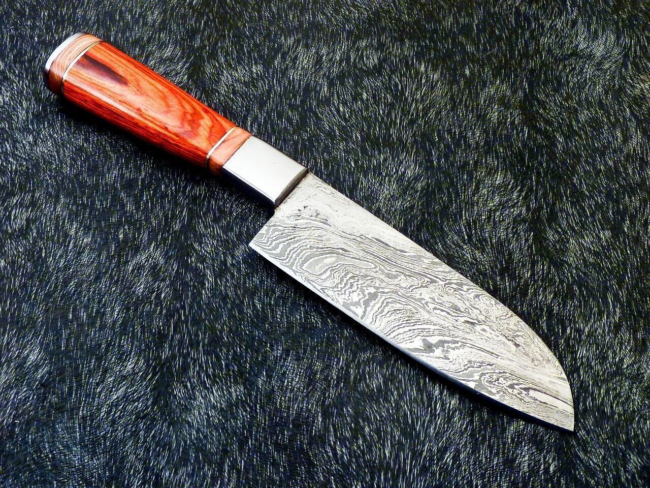 Custom Forged 11 Inch Damascus Steel Chef Knife  Hardwood Handle  Steel Bolster  Handmade 1