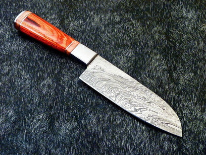 Custom Forged 11 Inch Damascus Steel Chef Knife  Hardwood Handle  Steel Bolster  Handmade 1