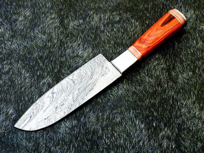Custom Forged 11 Inch Damascus Steel Chef Knife  Hardwood Handle  Steel Bolster  Handmade 2
