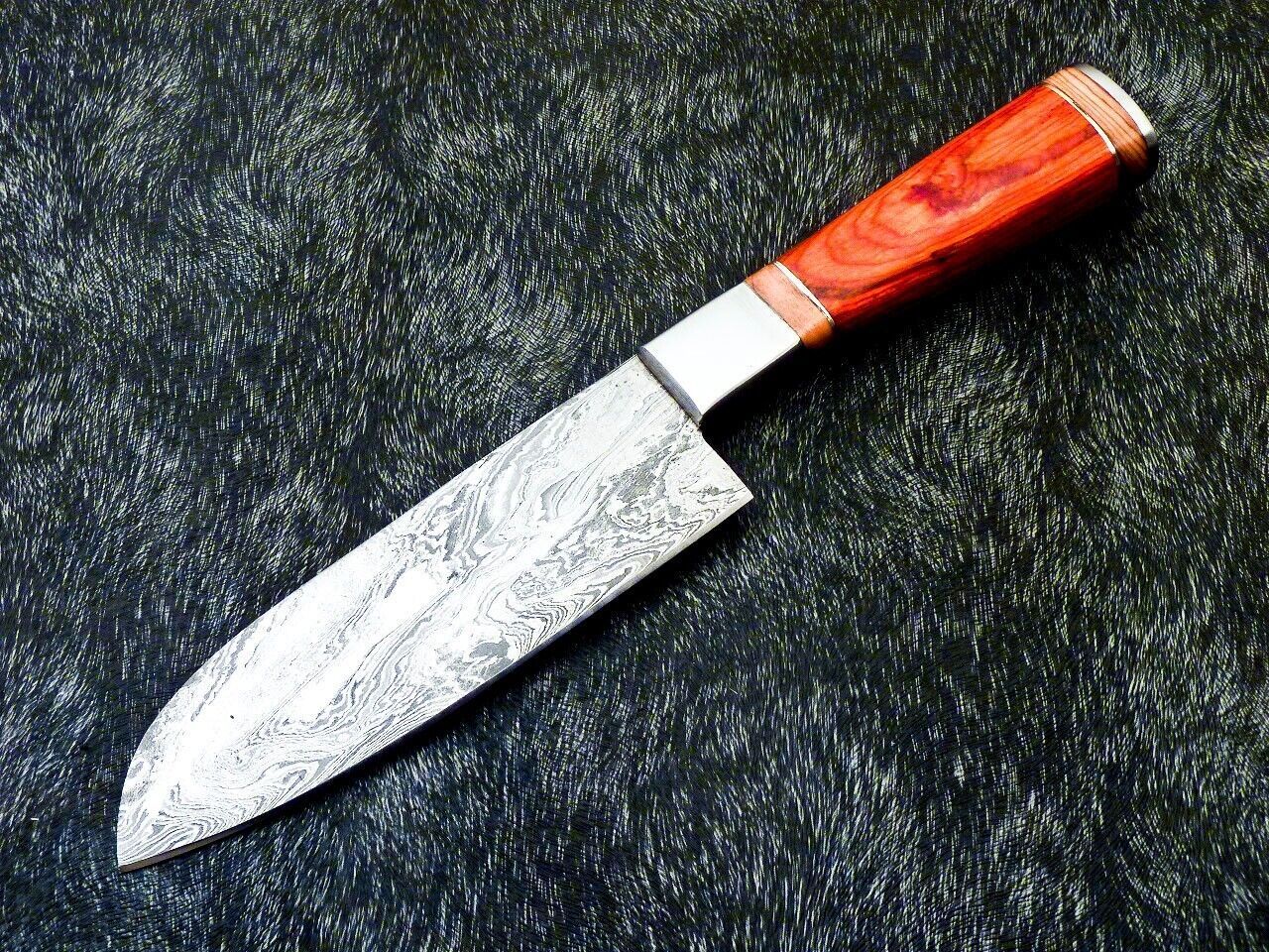 Custom Forged 11 Inch Damascus Steel Chef Knife  Hardwood Handle  Steel Bolster  Handmade 3