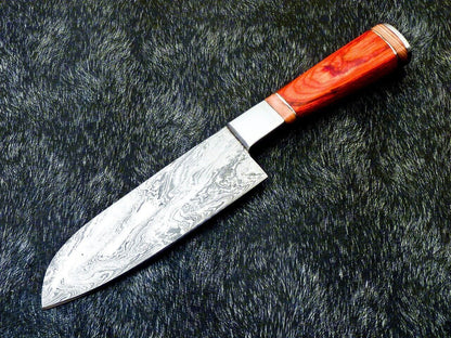 Custom Forged 11 Inch Damascus Steel Chef Knife  Hardwood Handle  Steel Bolster  Handmade 3