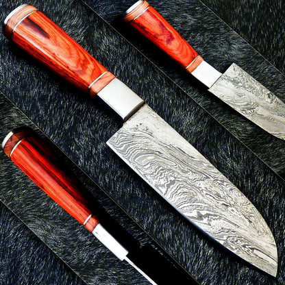 Custom Forged 11 Inch Damascus Steel Chef Knife | Hardwood Handle | Steel Bolster